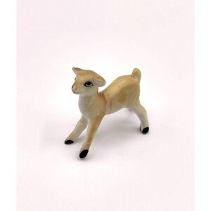 Vintage Miniature Lamb Figurine Porcelain Hand Painted Japan Style Sheep 1.2"